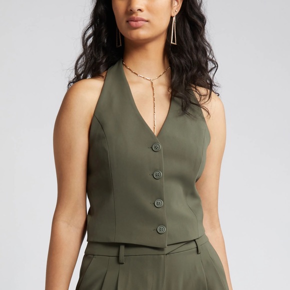 open edit olive green halter vest top 🫒 - Picture 1 of 4